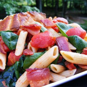 Weeknight Penne with Spinach and Bacon Ready in 25 Minutes