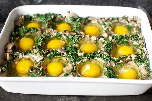 insert eggs, right before baking