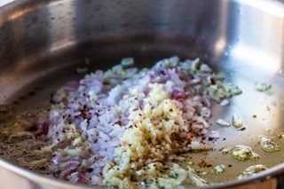 shallot, garlic, and pepper flakes
