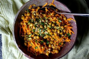 Tahini and Chickpeas Elevate a Classic French Carrot Salad