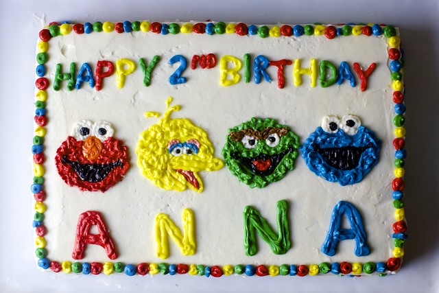 confetti sheet cake, muppet-style