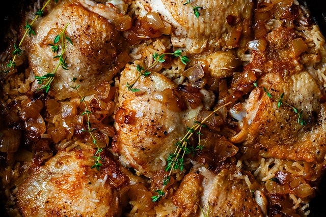chicken rice with buttered onions-9